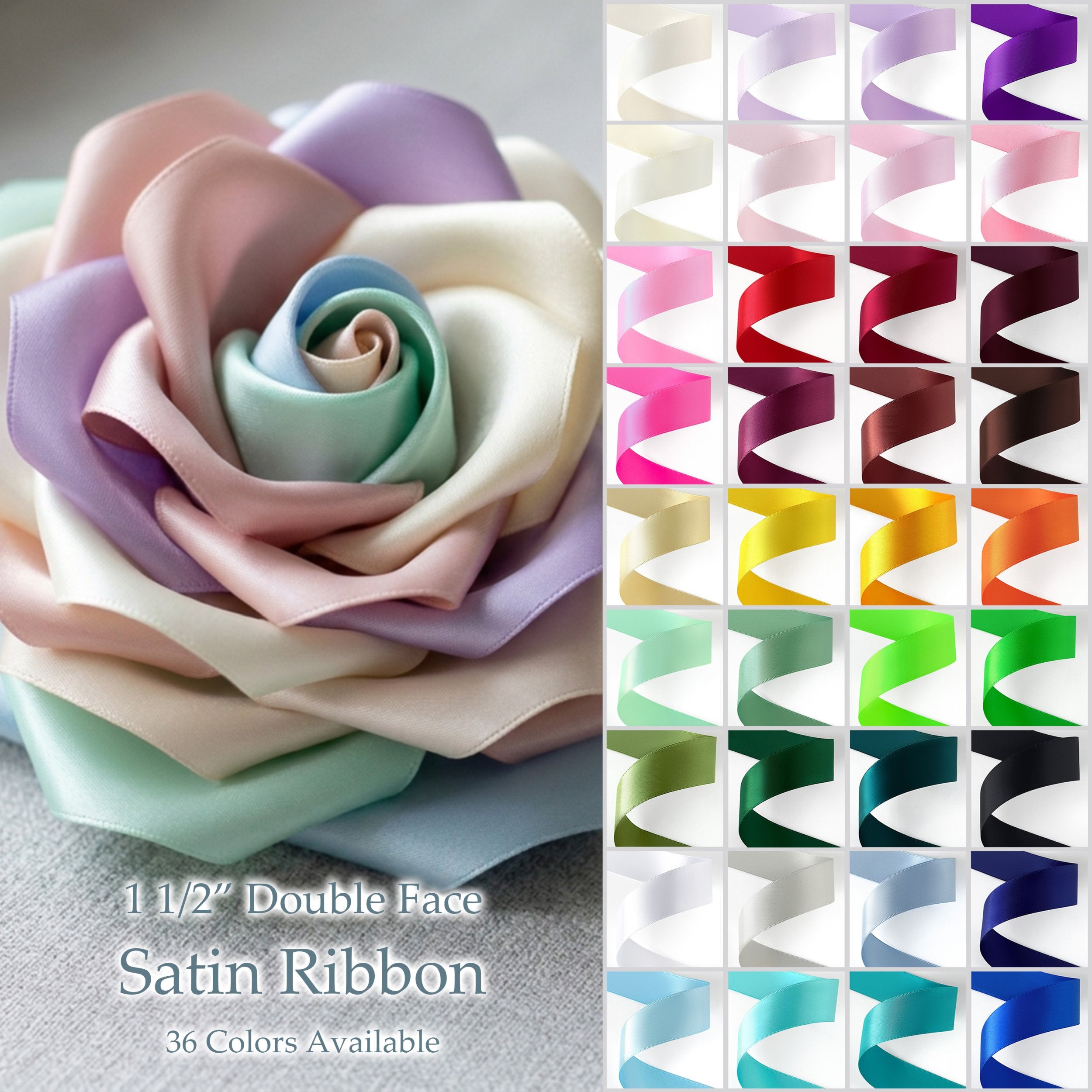 1 1/2 inch double faced satin ribbon 1.5 inch