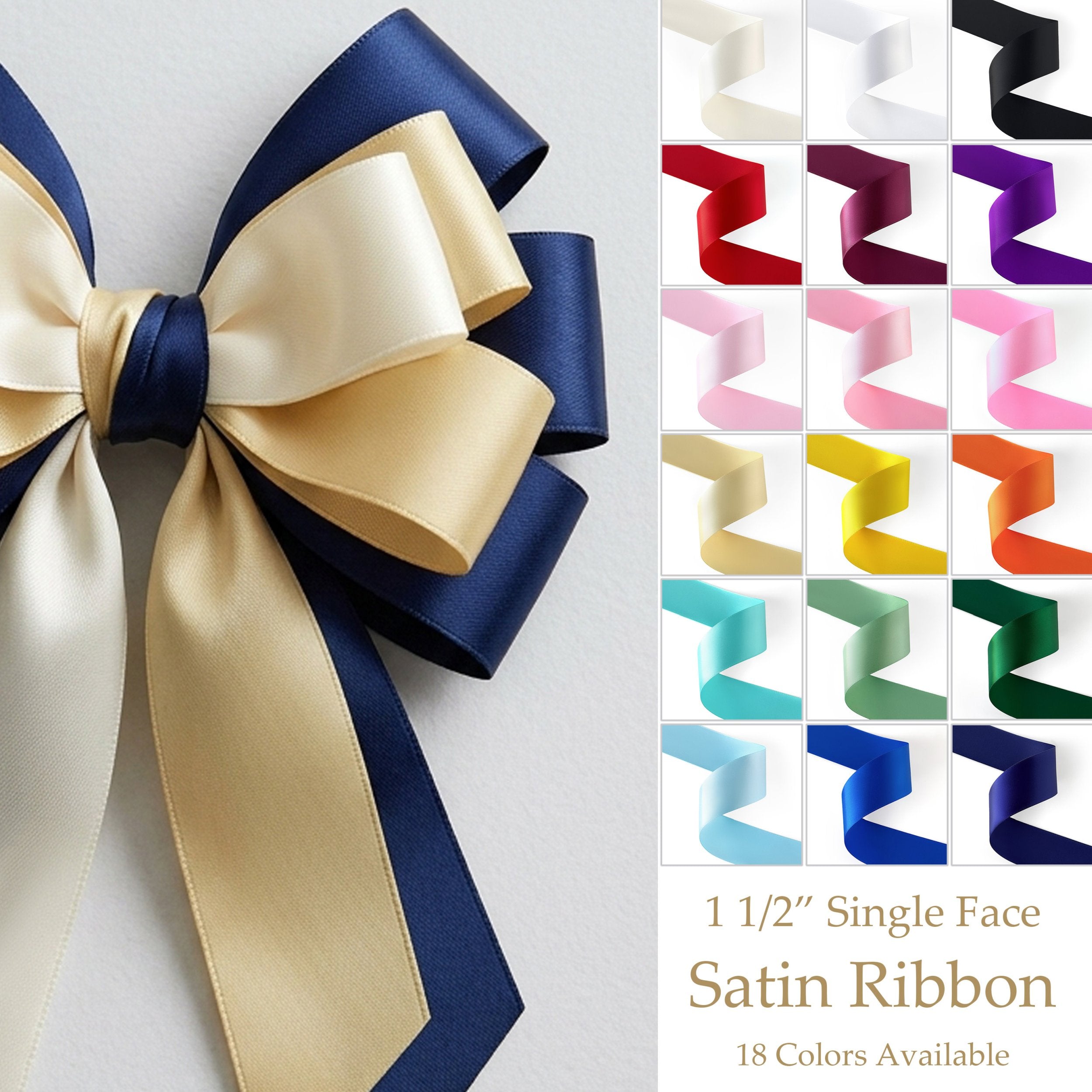 1 1/2 inch single faced satin ribbon 1.5 inch