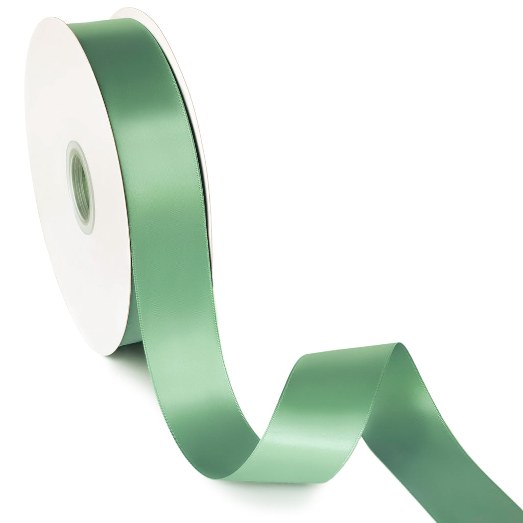 Peaco sage green 1.5 inch double-faced polyester satin ribbon 100 yards, high-density OEKO-TEX certified polyester for corporate gifts and DIY decor (ISO 105 colorfast) 1 1/2"