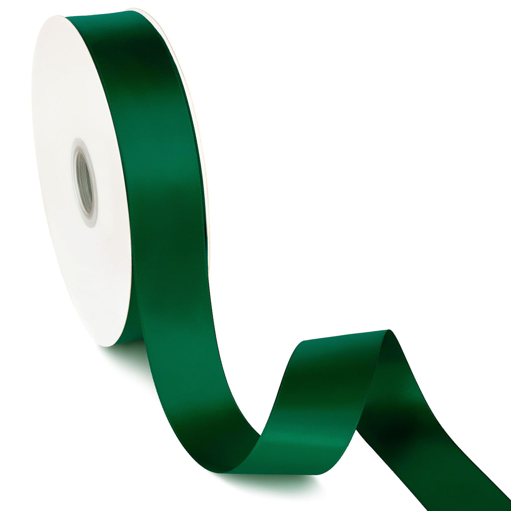 Peaco forest green 1.5 inch double-faced polyester satin ribbon 100 yards, high-density OEKO-TEX certified polyester for corporate gifts and DIY decor (ISO 105 colorfast) 1 1/2"
