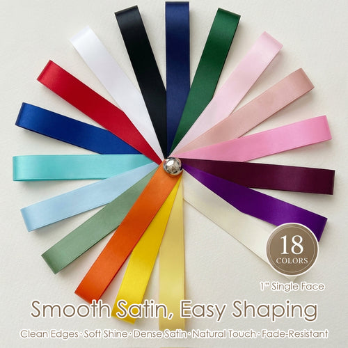 1 inch single face satin ribbon by Peaco, 100yd High-Density Satin with Smooth Finish, Easy Shaping, Soft Shine, Fade-Resistant, Fray-Resistant, Clean Edges, for Gift Wrapping & Bows, Christmas Decor, Wedding Crafts
