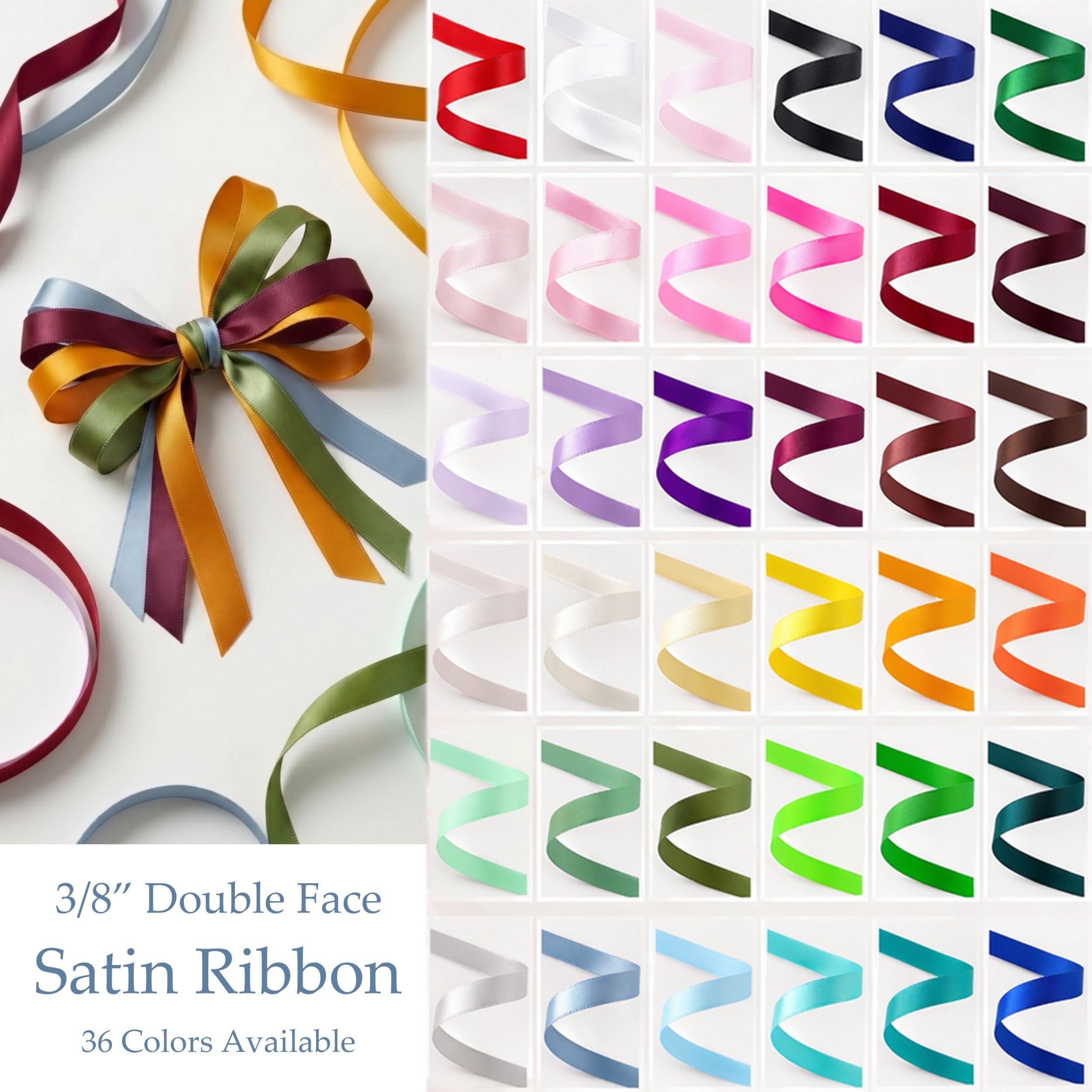 3/8 inch double faced satin ribbon