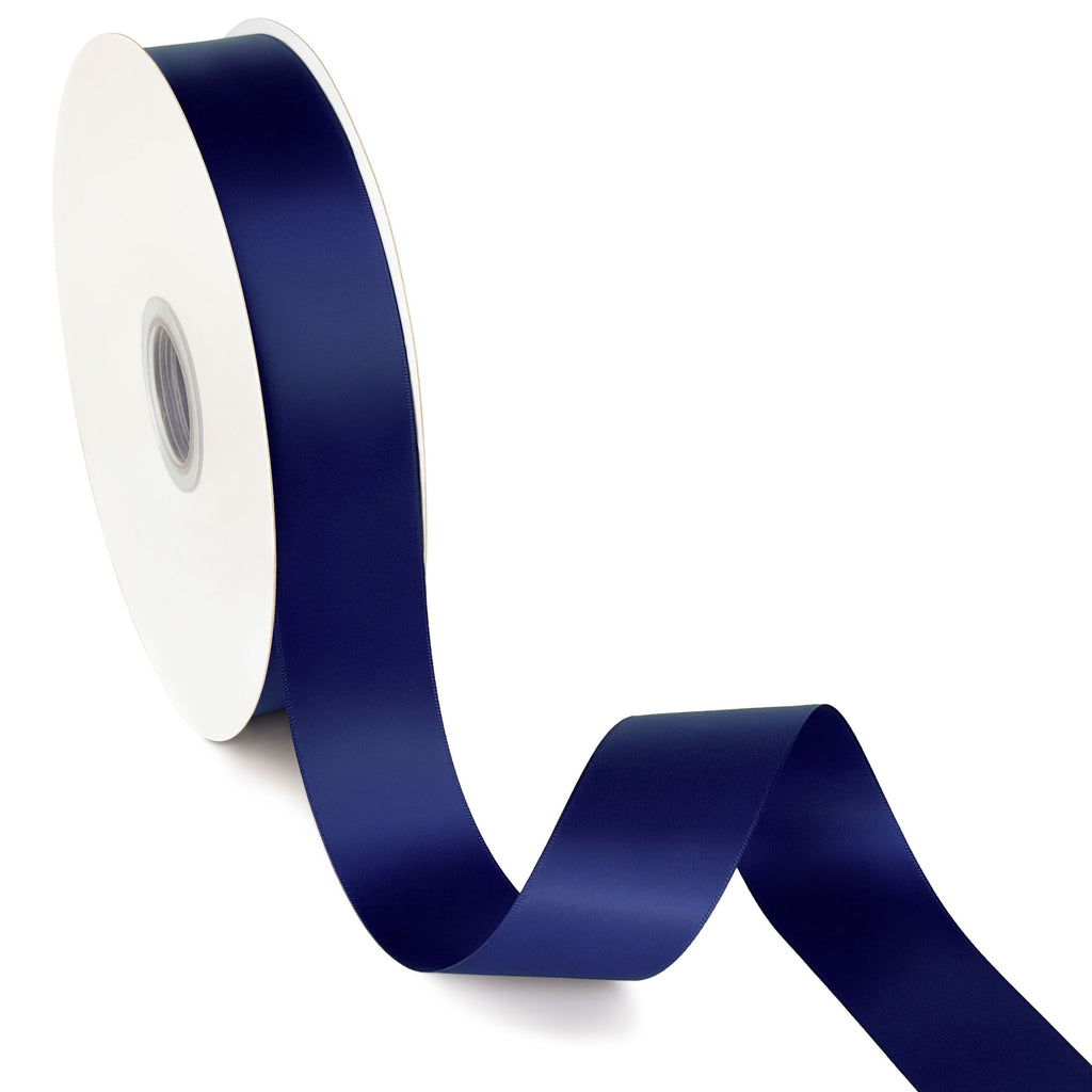 Peaco dark navy 1.5 inch double-faced polyester satin ribbon 100 yards, high-density OEKO-TEX certified polyester for corporate gifts and DIY decor (ISO 105 colorfast) 1 1/2"