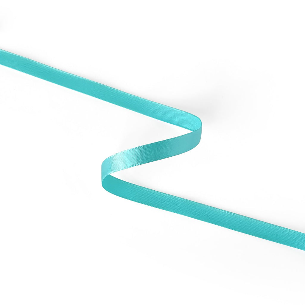 Peaco Aqua 3/8 inch single-faced satin ribbon, high-density OEKO-TEX certified polyester for corporate gifts and DIY decor (ISO 105 colorfast) 0.375" detail