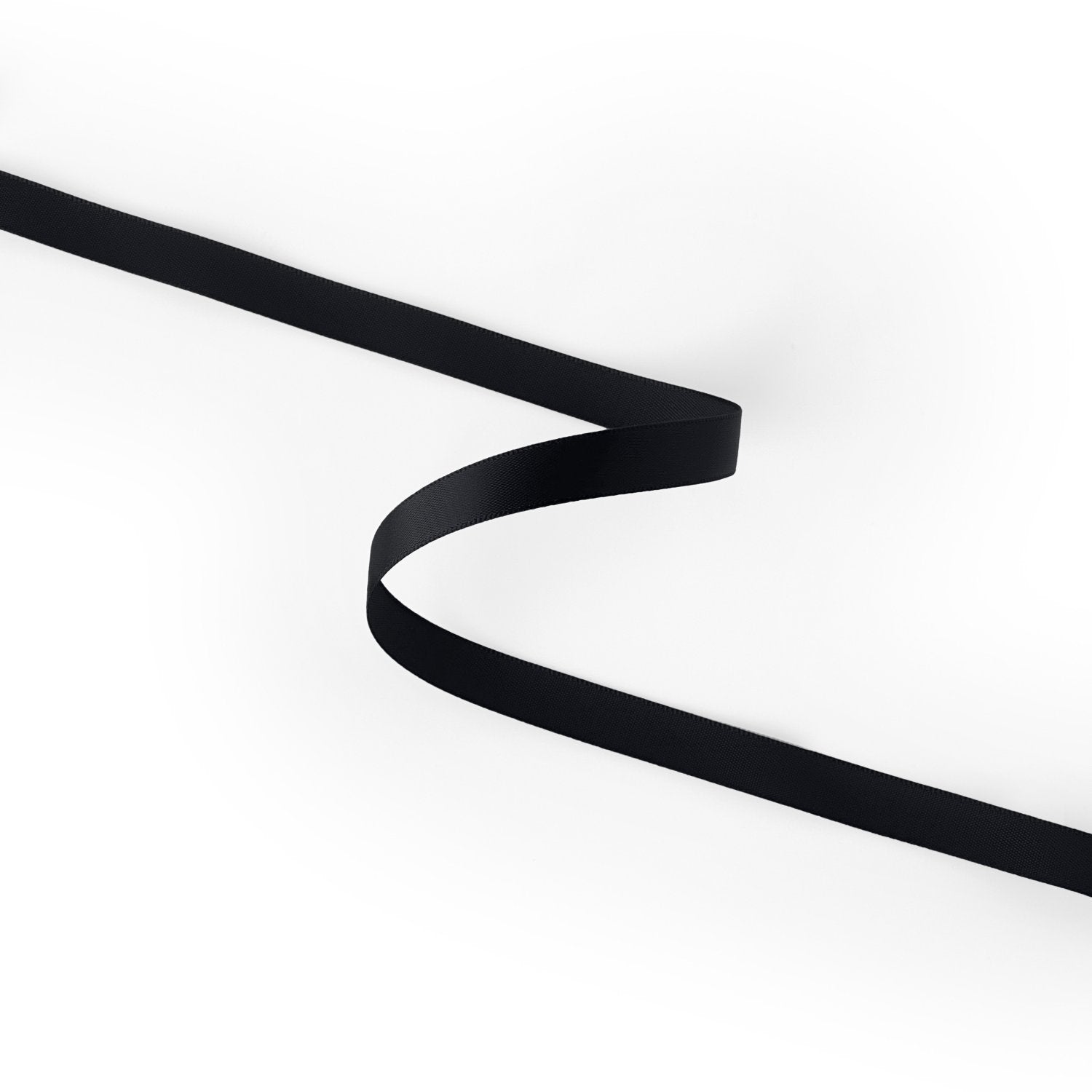 Peaco Black 3/8 inch single-faced satin ribbon, high-density OEKO-TEX certified polyester for corporate gifts and DIY decor (ISO 105 colorfast) 0.375" detail