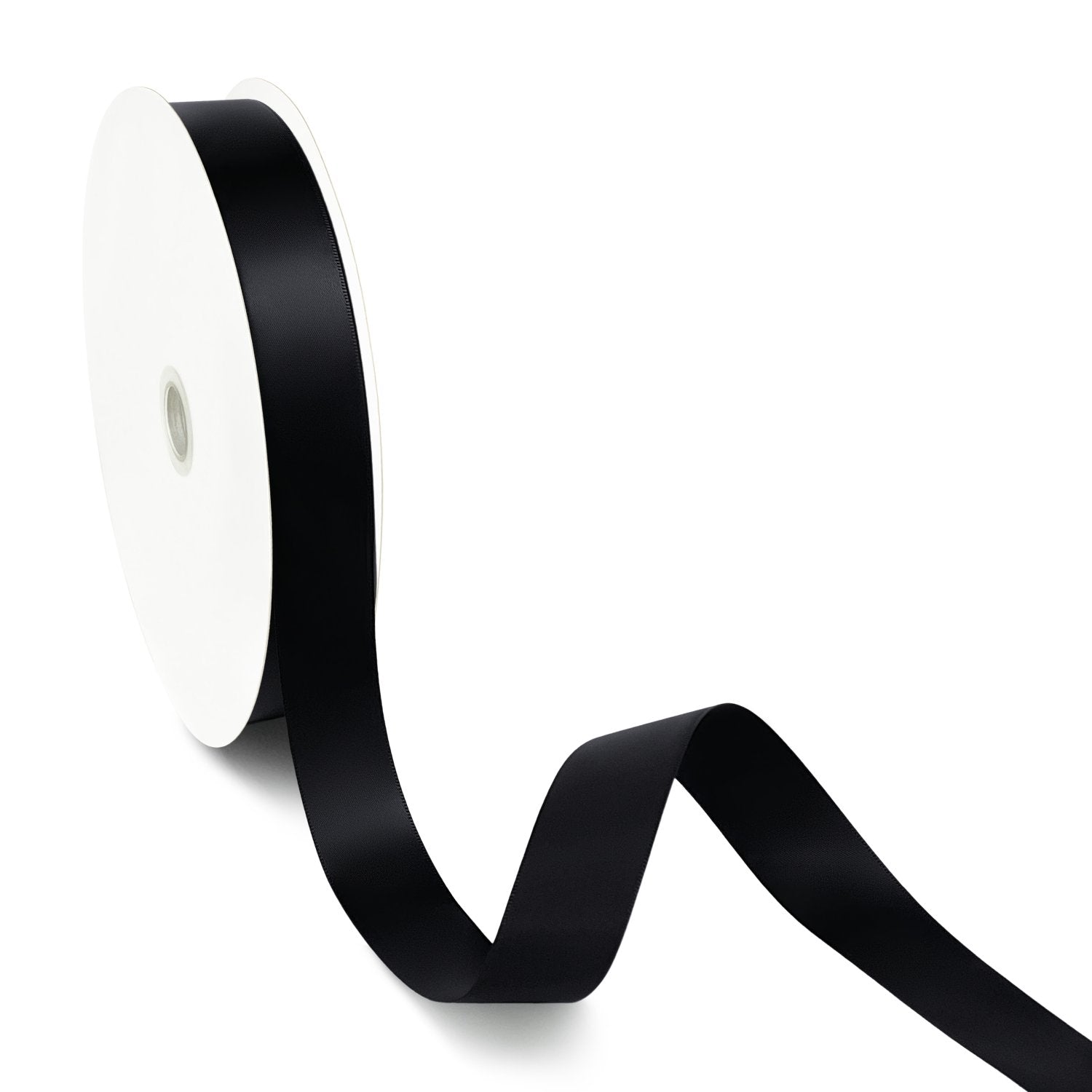 Peaco Black 1 inch single-faced satin ribbon 100 yards, high-density OEKO-TEX certified polyester for corporate gifts and DIY decor (ISO 105 colorfast) 1"
