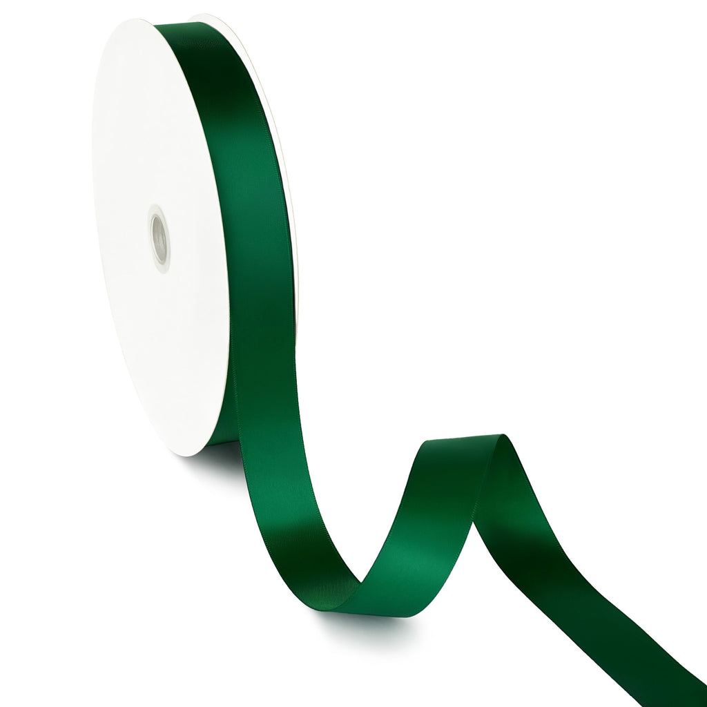 Peaco Forest Green 1 inch double-faced polyester satin ribbon 100 yards, high-density OEKO-TEX certified polyester for corporate gifts and DIY decor (ISO 105 colorfast) 1"