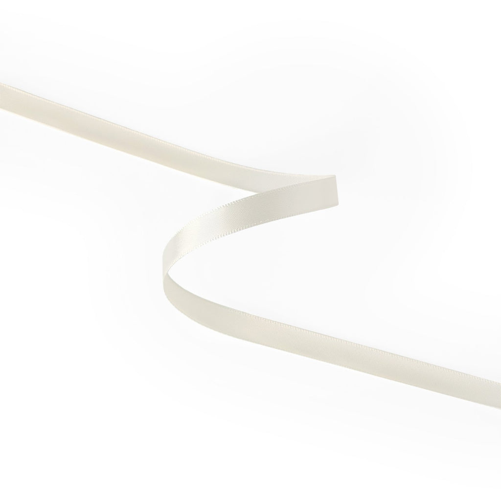 Peaco Ivory 3/8 inch single-faced satin ribbon, high-density OEKO-TEX certified polyester for corporate gifts and DIY decor (ISO 105 colorfast) 0.375" detail