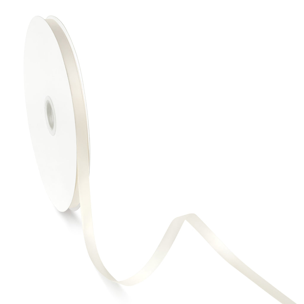 Peaco Ivory 3/8 inch double-faced polyester satin ribbon 100 yards, high-density OEKO-TEX certified polyester for corporate gifts and DIY decor (ISO 105 colorfast) 0.375"