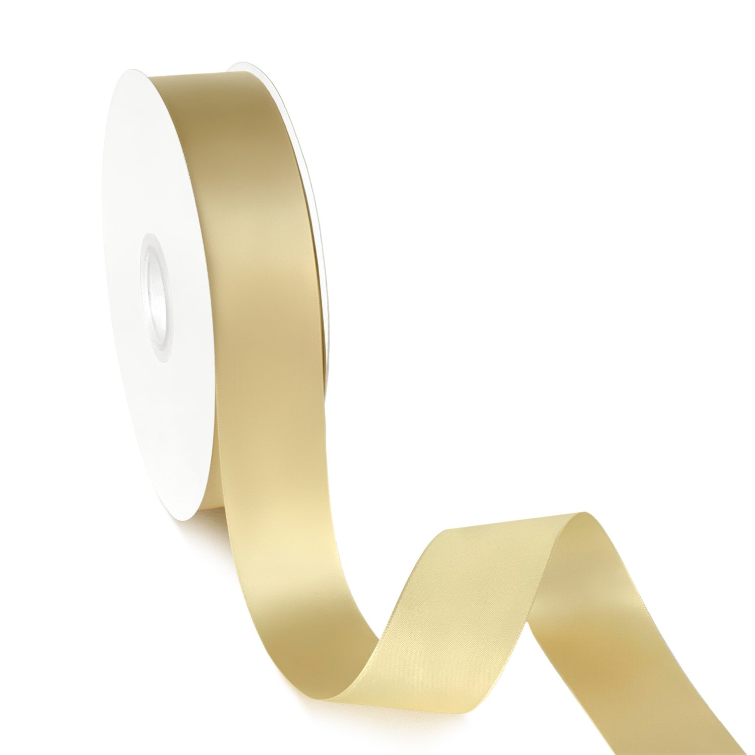 Peaco Light Gold 1.5 inch single-faced satin ribbon 100 yards, high-density OEKO-TEX certified polyester for corporate gifts and DIY decor (ISO 105 colorfast) 1 1/2"