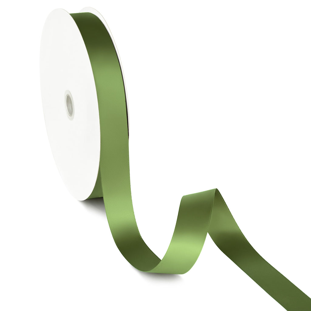 Peaco Moss Green 1 inch double-faced polyester satin ribbon 100 yards, high-density OEKO-TEX certified polyester for corporate gifts and DIY decor (ISO 105 colorfast) 1"