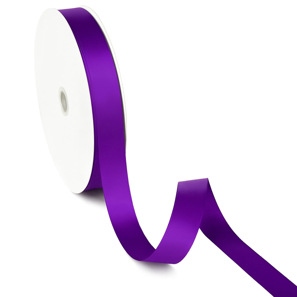 Peaco Purple 1 inch double-faced polyester satin ribbon 100 yards, high-density OEKO-TEX certified polyester for corporate gifts and DIY decor (ISO 105 colorfast) 1"