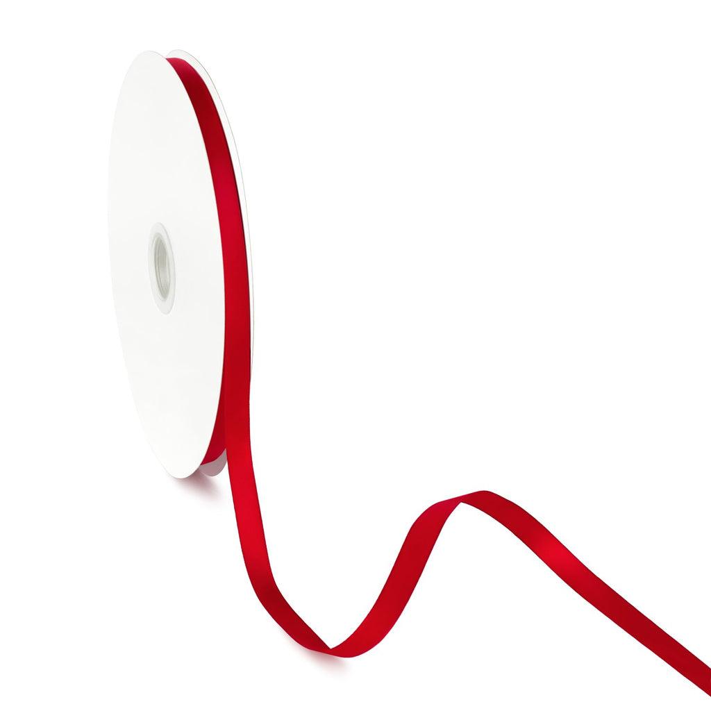 Peaco Red 3/8 inch single-faced satin ribbon 100 yards, high-density OEKO-TEX certified polyester for corporate gifts and DIY decor (ISO 105 colorfast) 0.375"