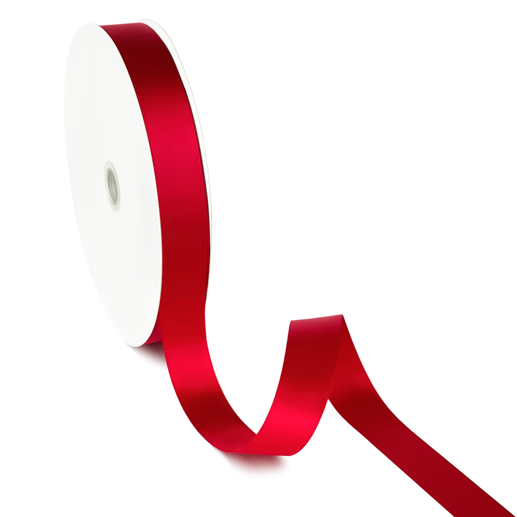 Peaco Red 1 inch double-faced polyester satin ribbon 100 yards, high-density OEKO-TEX certified polyester for corporate gifts and DIY decor (ISO 105 colorfast) 1"