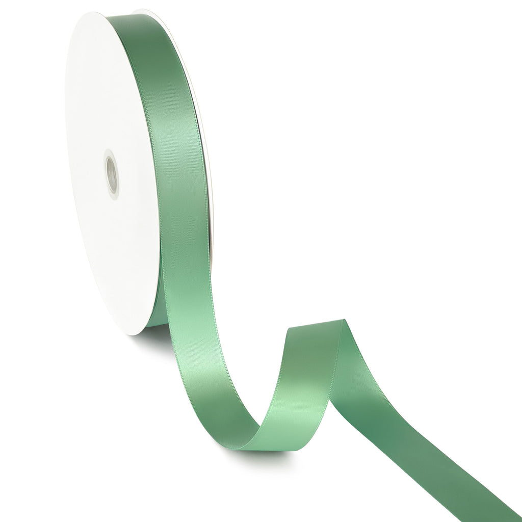 Peaco Sage Green 1 inch double-faced polyester satin ribbon 100 yards, high-density OEKO-TEX certified polyester for corporate gifts and DIY decor (ISO 105 colorfast) 1"