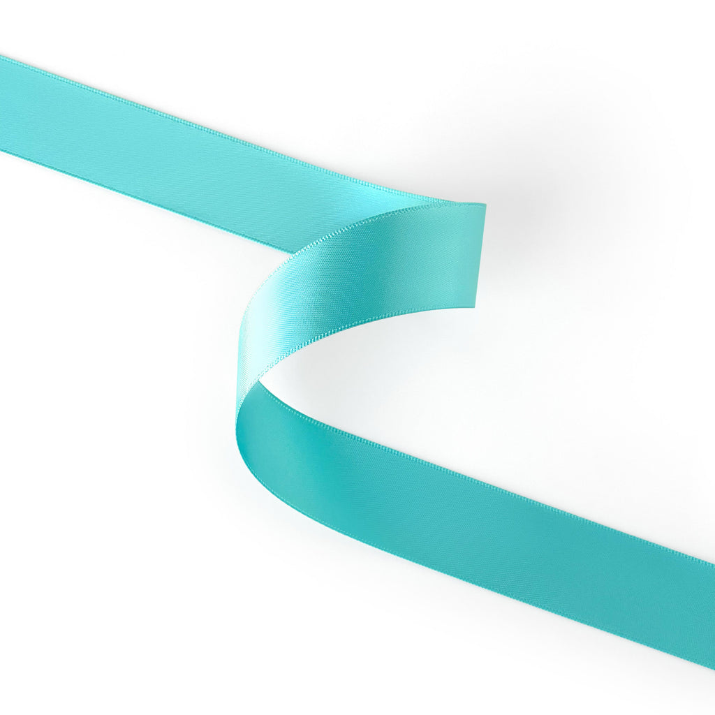 Peaco aqua 1 inch double-faced satin ribbon 100 yards, high-density OEKO-TEX certified polyester for corporate gifts and DIY decor (ISO 105 colorfast) 1" details