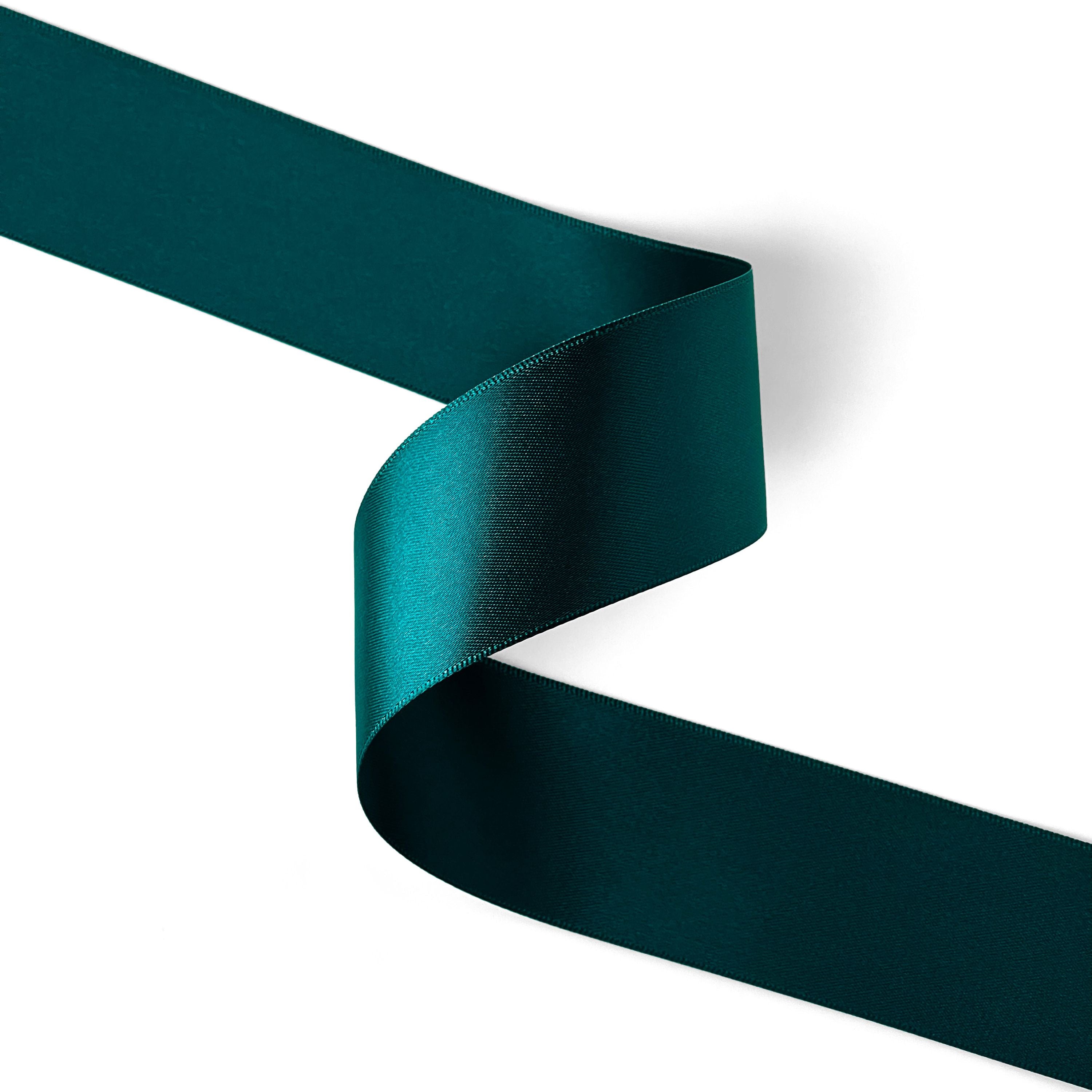 Peaco dark green 1.5 inch double-faced satin ribbon 100 yards, high-density OEKO-TEX certified polyester for corporate gifts and DIY decor (ISO 105 colorfast) 1 1/2" details