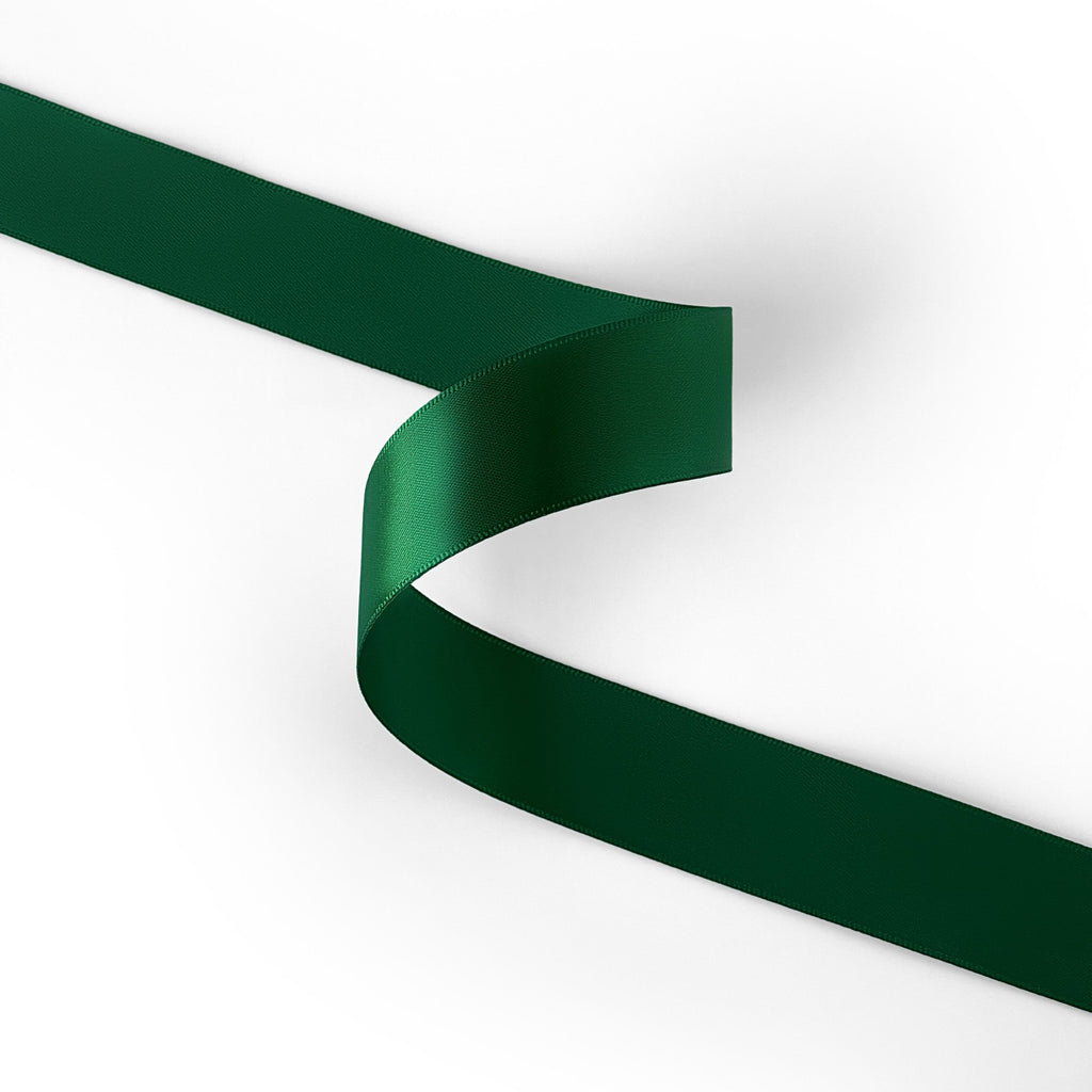 Peaco forest green 1 inch double-faced satin ribbon 100 yards, high-density OEKO-TEX certified polyester for corporate gifts and DIY decor (ISO 105 colorfast) 1" details
