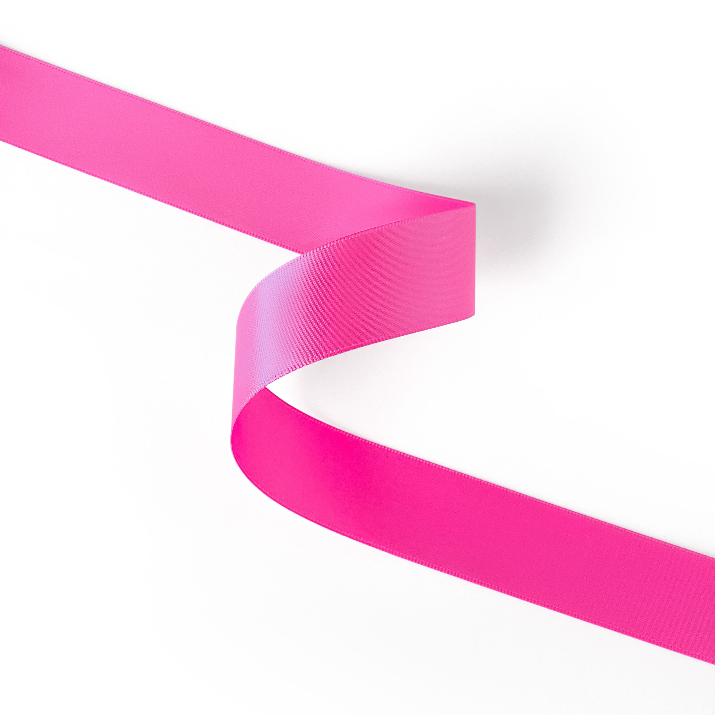 Peaco hot pink 1 inch double-faced satin ribbon 100 yards, high-density OEKO-TEX certified polyester for corporate gifts and DIY decor (ISO 105 colorfast) 1" details