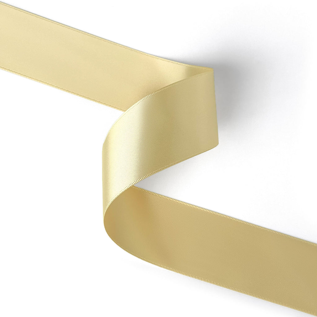 Peaco light gold 1.5 inch double-faced satin ribbon 100 yards, high-density OEKO-TEX certified polyester for corporate gifts and DIY decor (ISO 105 colorfast) 1 1/2" details