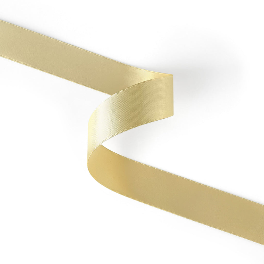 Peaco light gold 1 inch double-faced satin ribbon 100 yards, high-density OEKO-TEX certified polyester for corporate gifts and DIY decor (ISO 105 colorfast) 1" details
