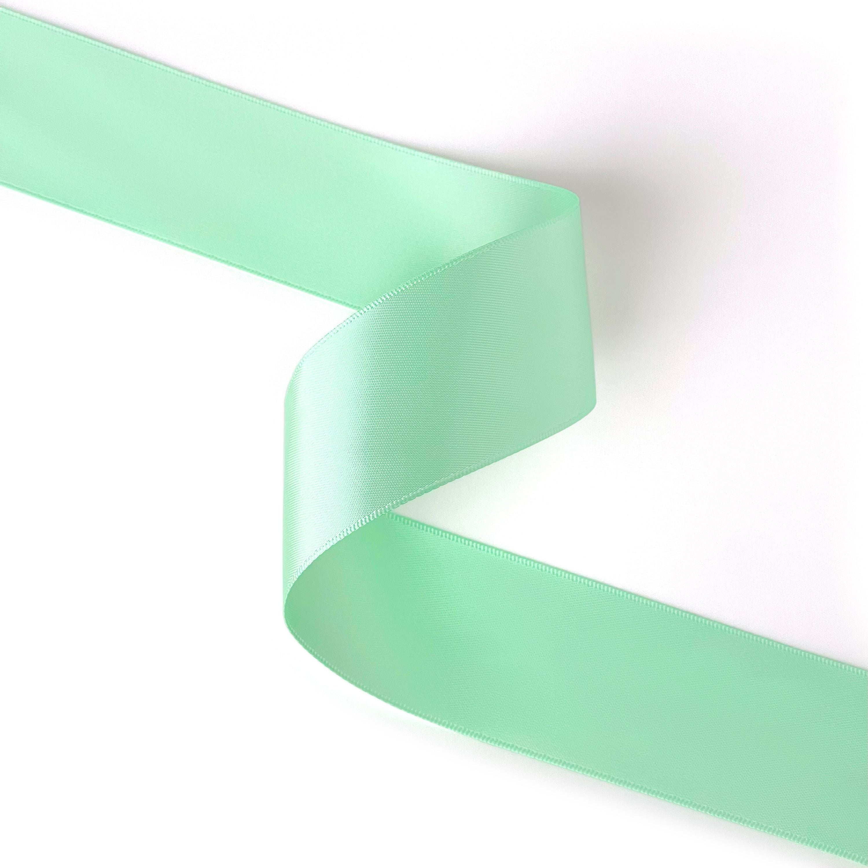 Peaco light mint 1.5 inch double-faced satin ribbon 100 yards, high-density OEKO-TEX certified polyester for corporate gifts and DIY decor (ISO 105 colorfast) 1 1/2" details