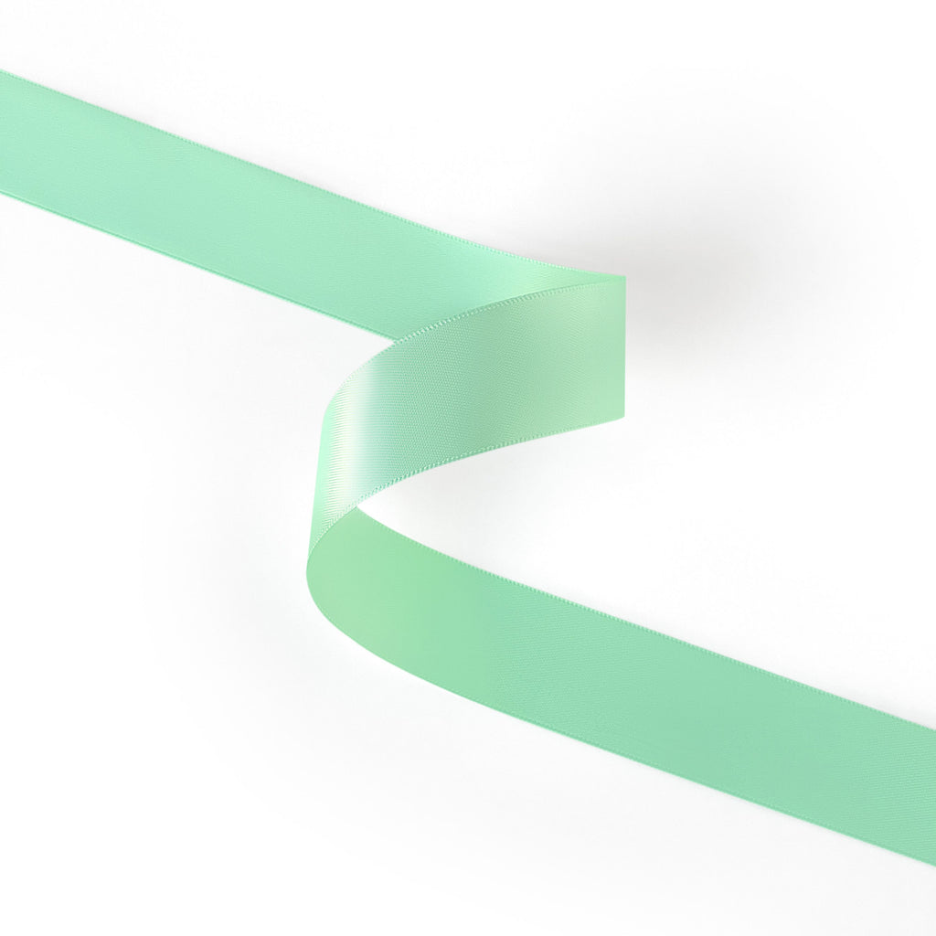 Peaco light mint 1 inch double-faced satin ribbon 100 yards, high-density OEKO-TEX certified polyester for corporate gifts and DIY decor (ISO 105 colorfast) 1" details