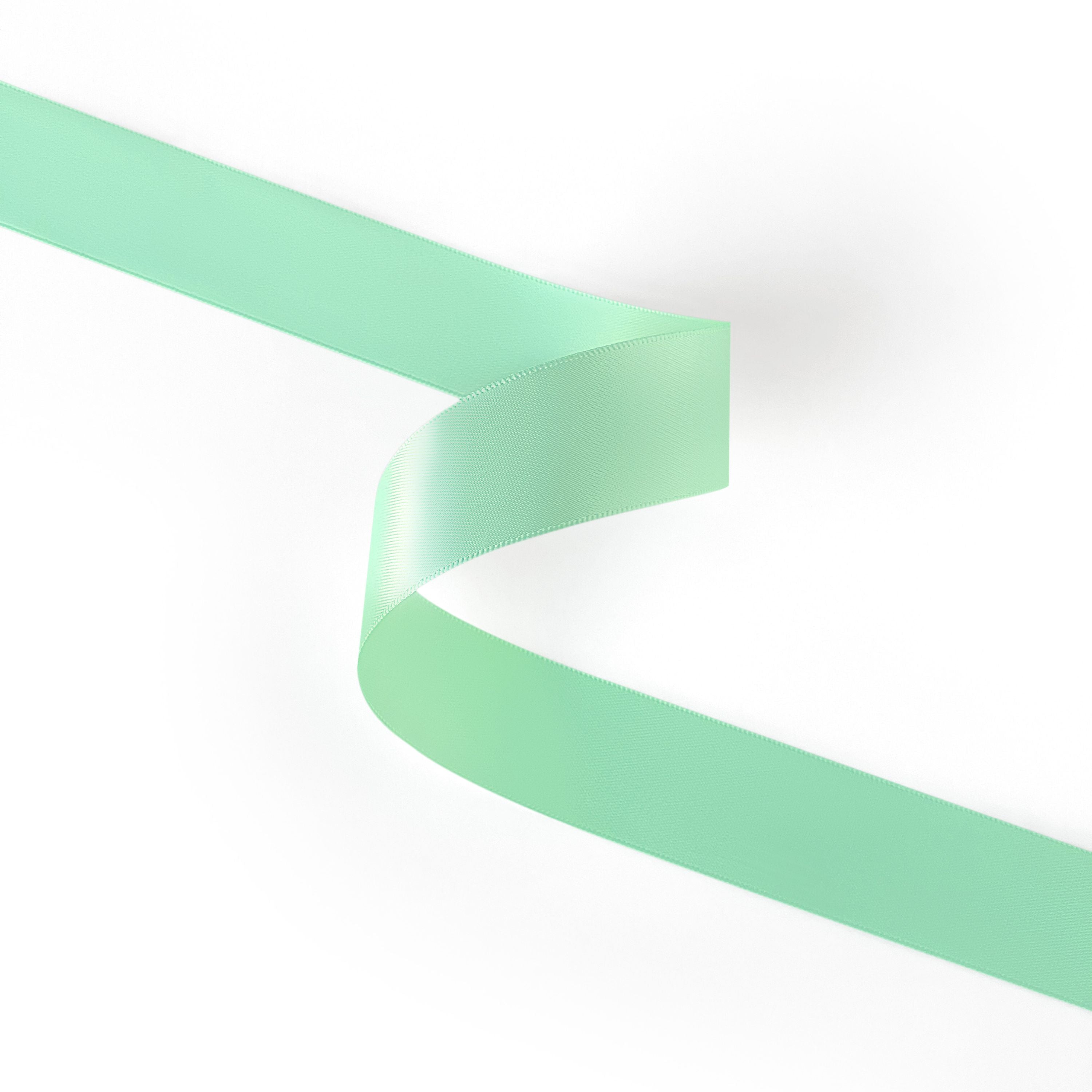 Peaco light mint 1 inch double-faced satin ribbon 100 yards, high-density OEKO-TEX certified polyester for corporate gifts and DIY decor (ISO 105 colorfast) 1" details