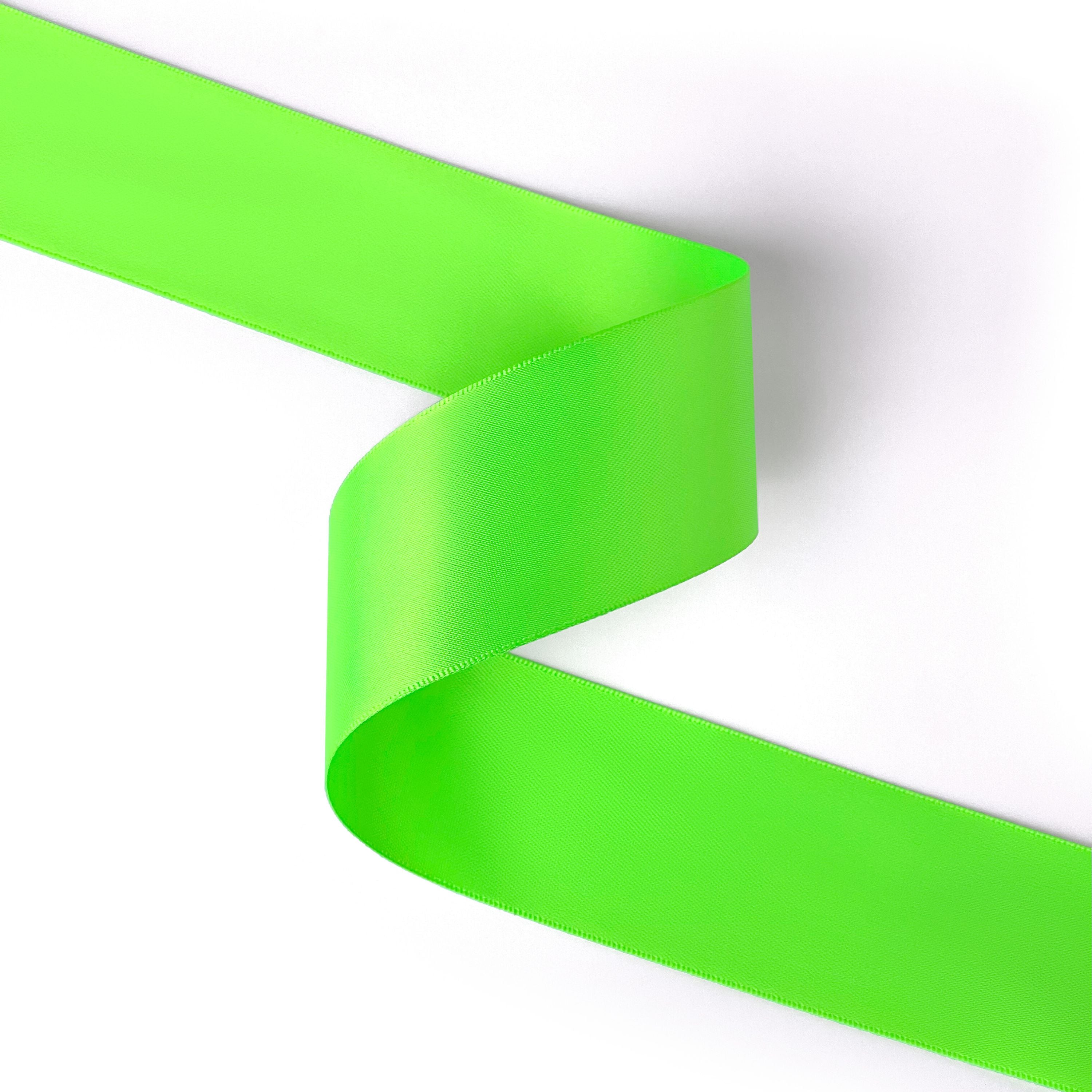 Peaco lime green 1.5 inch double-faced satin ribbon 100 yards, high-density OEKO-TEX certified polyester for corporate gifts and DIY decor (ISO 105 colorfast) 1 1/2" details