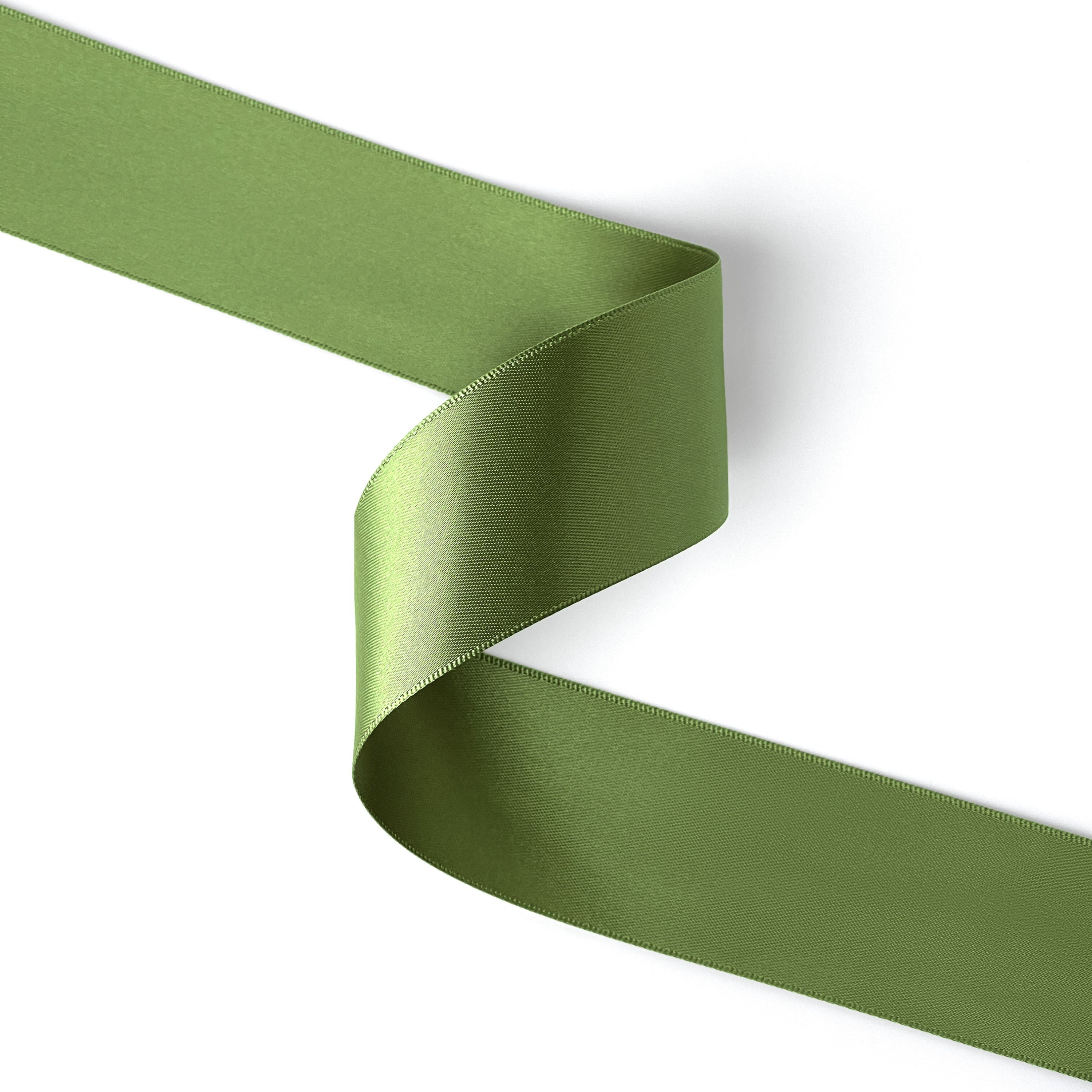 Peaco moss green 1.5 inch double-faced satin ribbon 100 yards, high-density OEKO-TEX certified polyester for corporate gifts and DIY decor (ISO 105 colorfast) 1 1/2" details