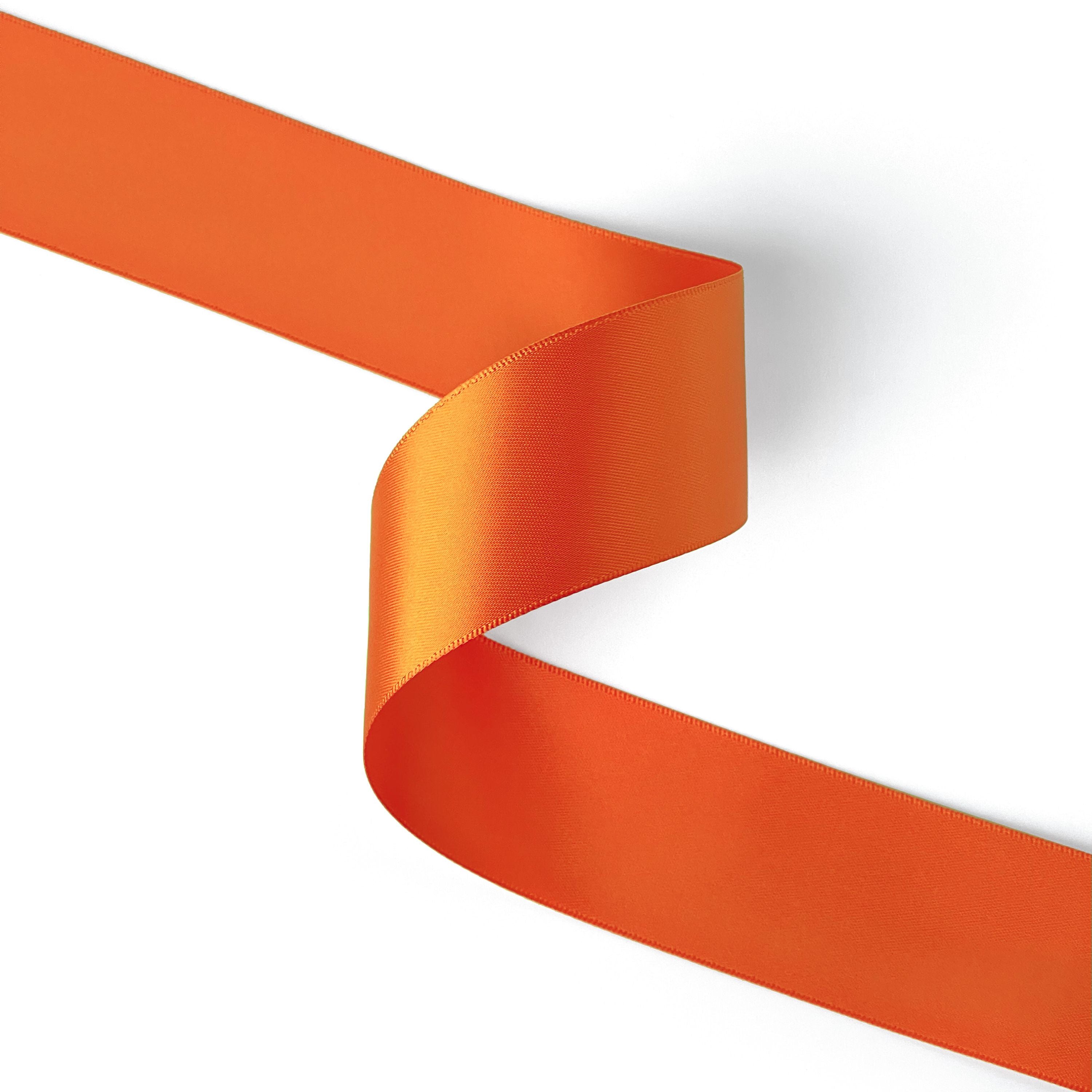 Peaco orange 1.5 inch double-faced satin ribbon 100 yards, high-density OEKO-TEX certified polyester for corporate gifts and DIY decor (ISO 105 colorfast) 1 1/2" details