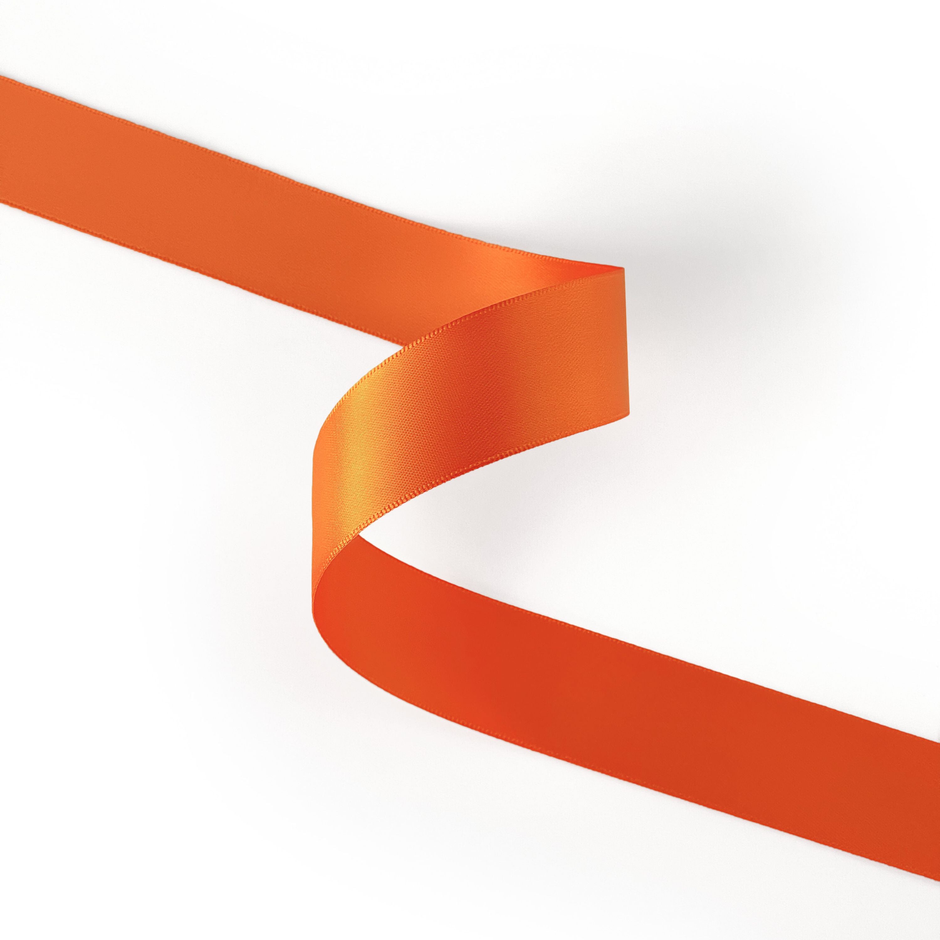 Peaco orange 1 inch double-faced satin ribbon 100 yards, high-density OEKO-TEX certified polyester for corporate gifts and DIY decor (ISO 105 colorfast) 1" details