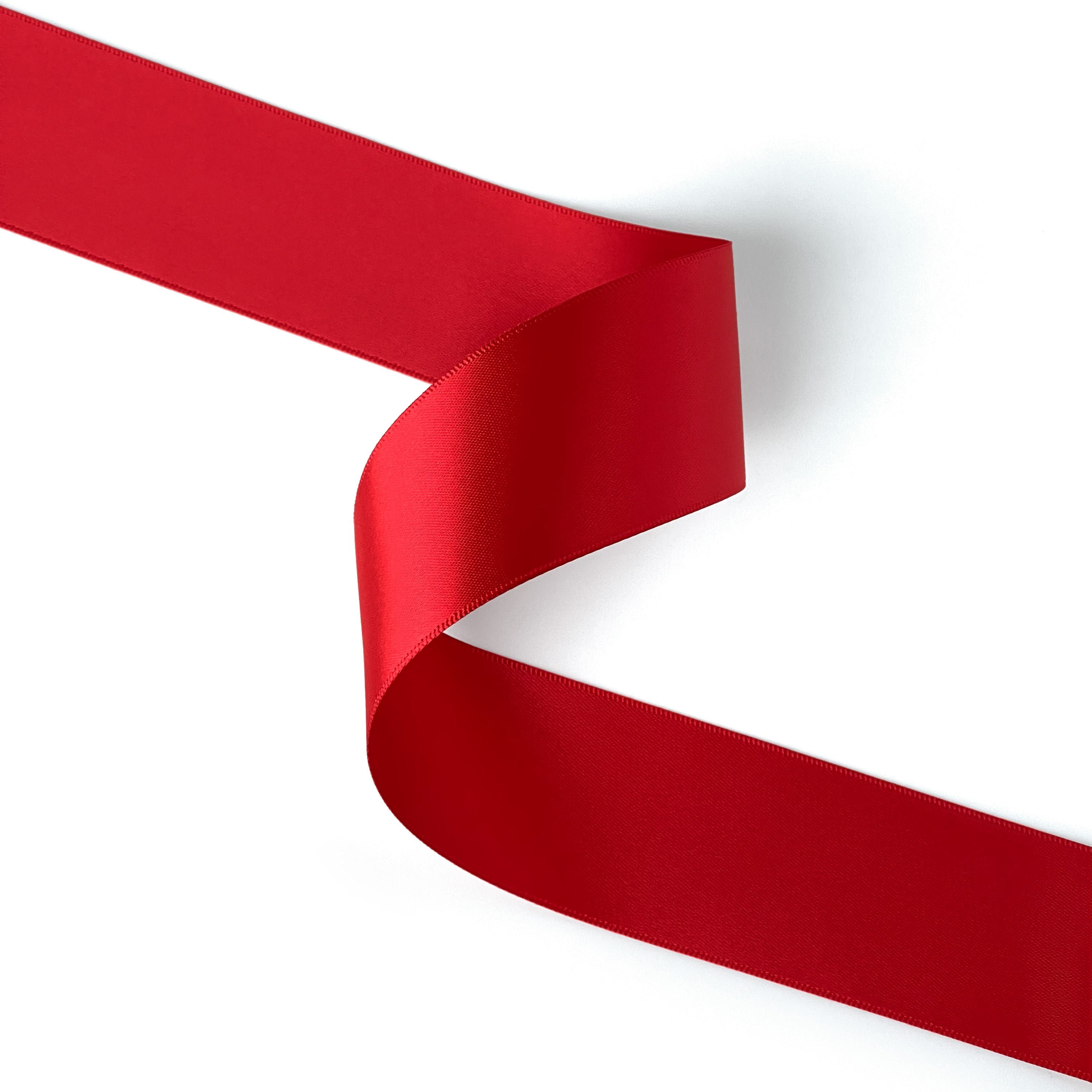 Peaco red 1.5 inch double-faced satin ribbon 100 yards, high-density OEKO-TEX certified polyester for corporate gifts and DIY decor (ISO 105 colorfast) 1 1/2" details