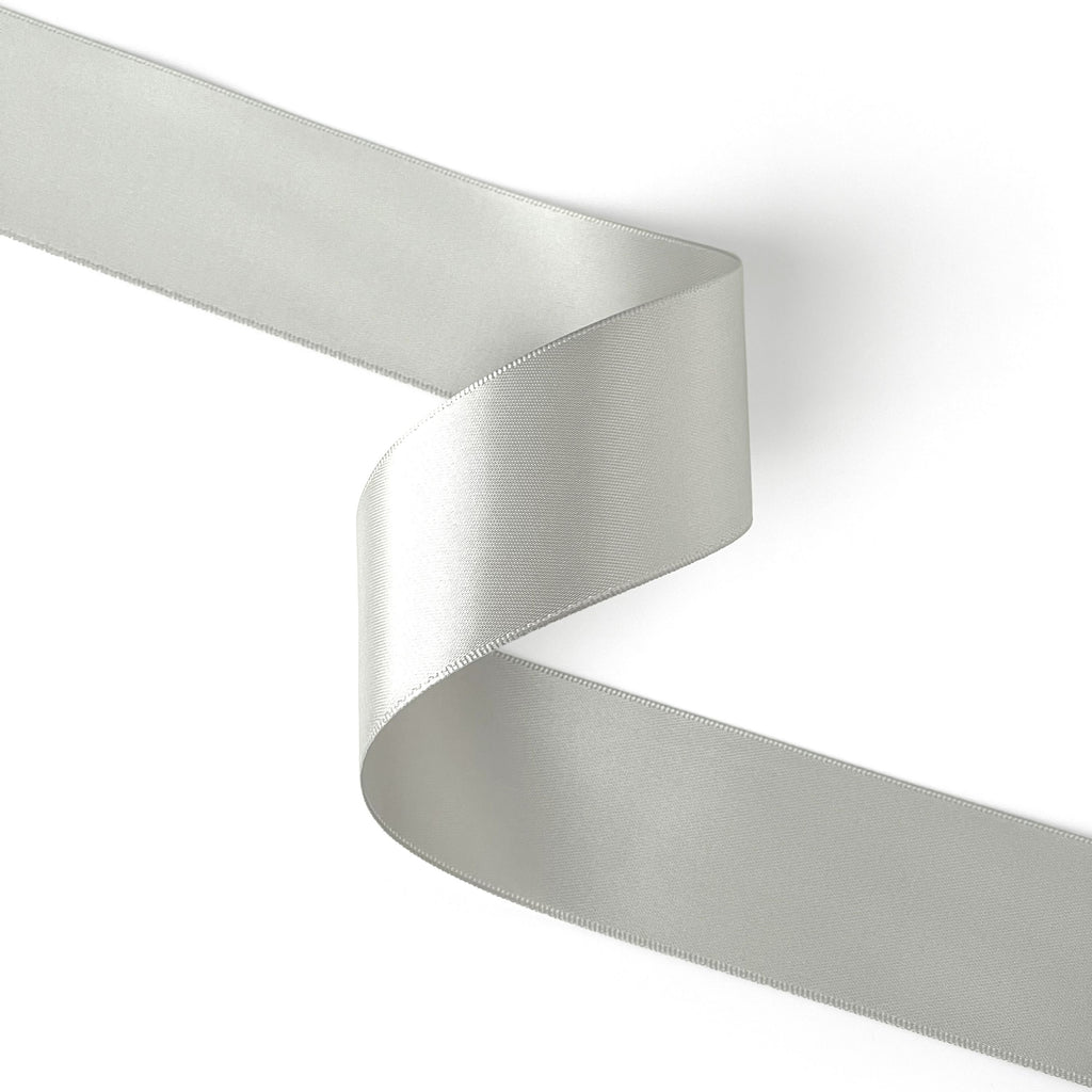 Peaco silver 1.5 inch double-faced satin ribbon 100 yards, high-density OEKO-TEX certified polyester for corporate gifts and DIY decor (ISO 105 colorfast) 1 1/2" details