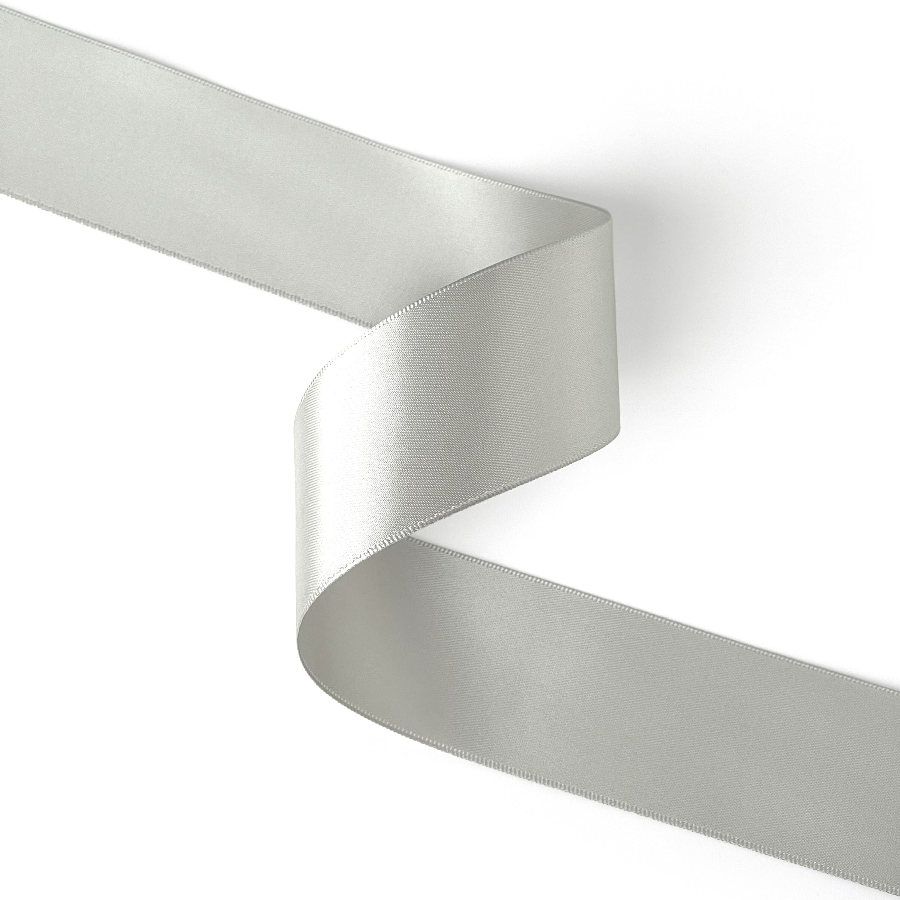 Peaco silver 1.5 inch double-faced satin ribbon 100 yards, high-density OEKO-TEX certified polyester for corporate gifts and DIY decor (ISO 105 colorfast) 1 1/2" details