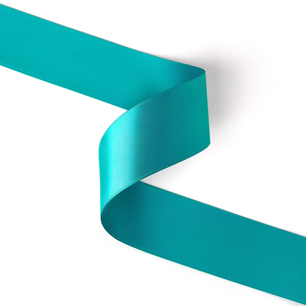 Peaco teal 1.5 inch double-faced satin ribbon 100 yards, high-density OEKO-TEX certified polyester for corporate gifts and DIY decor (ISO 105 colorfast) 1 1/2" details