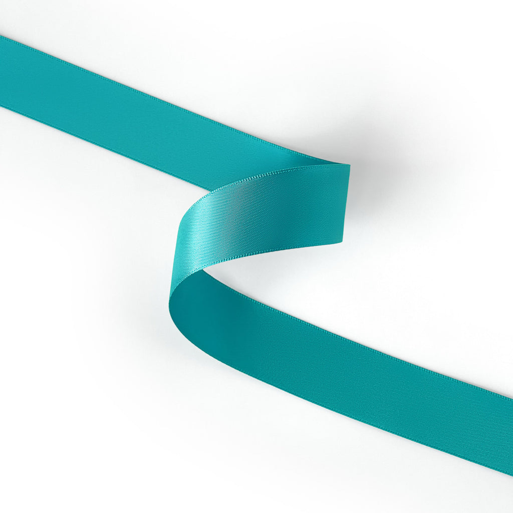 Peaco teal 1 inch double-faced satin ribbon 100 yards, high-density OEKO-TEX certified polyester for corporate gifts and DIY decor (ISO 105 colorfast) 1" details